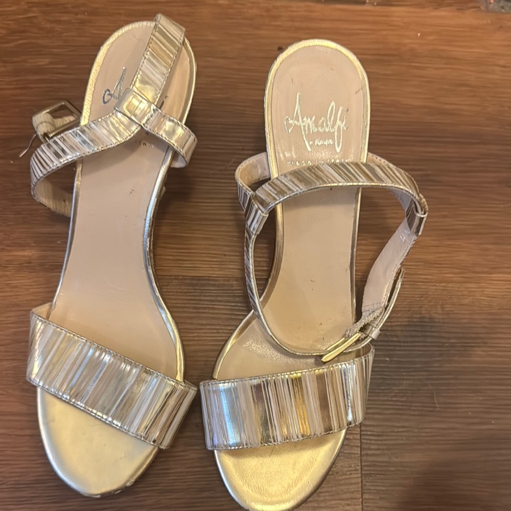Anne Klein Gold Strappy Sandals